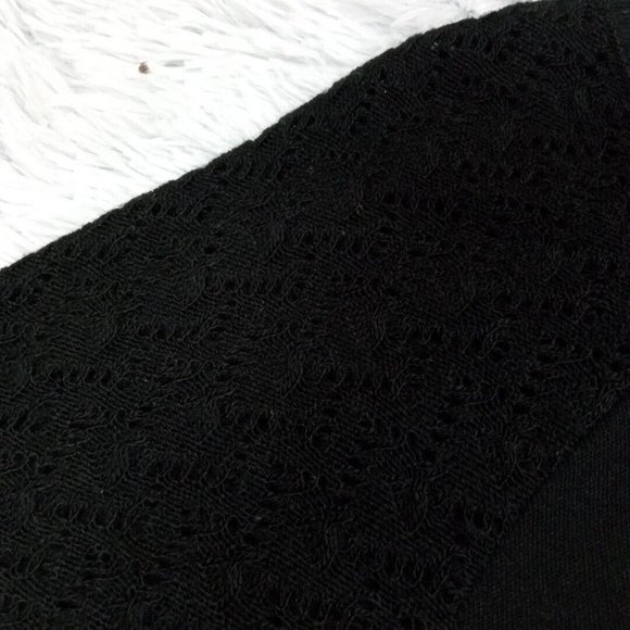 Lane Bryant Womens Dress Black Plus 18 20 Crochet Midi Stretch Round Neck - Picture 6 of 11